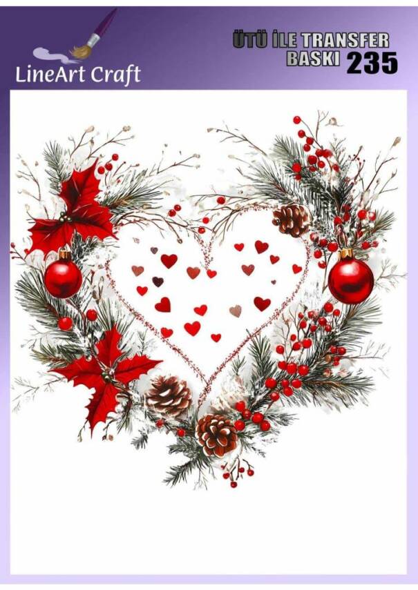 Kalp Desenli Kumaş Transfer Kağıdı LNT-K235 (20x20 cm) - 1