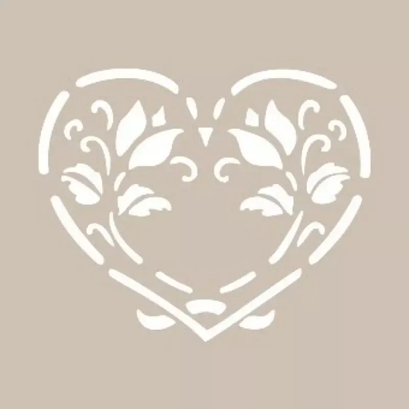 Kalp Motifli Kare Stencil Şablon KA05 - 1