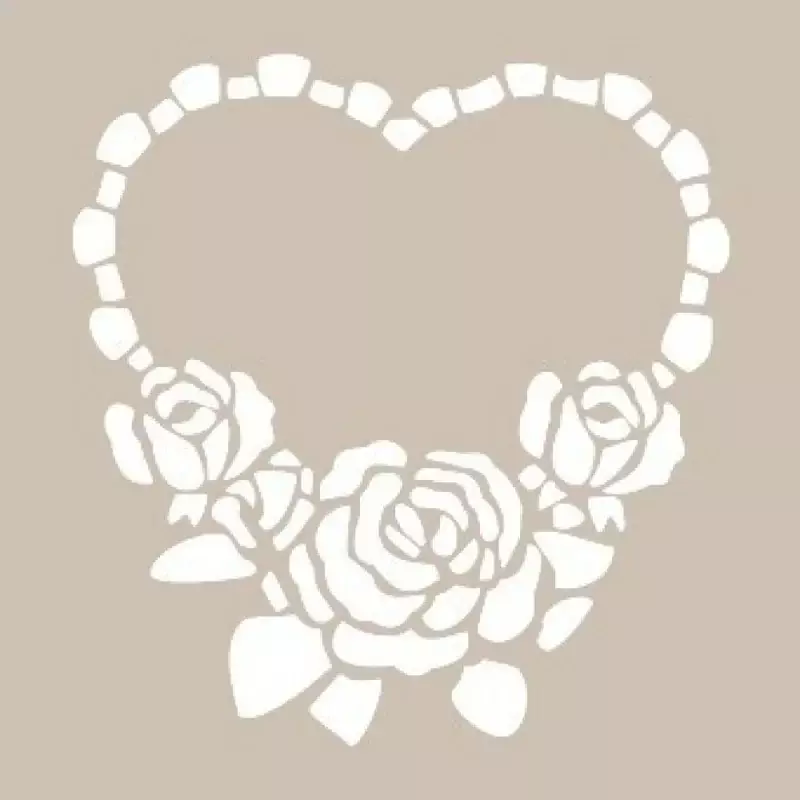 Kalp Motifli Kare Stencil Şablon KA18 - 1