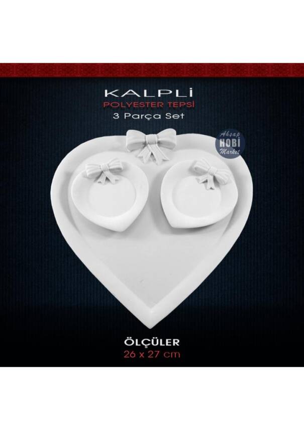Kalpli Fiyonklu Tepsi Seti 27x26 cm Ham Polyester - 1