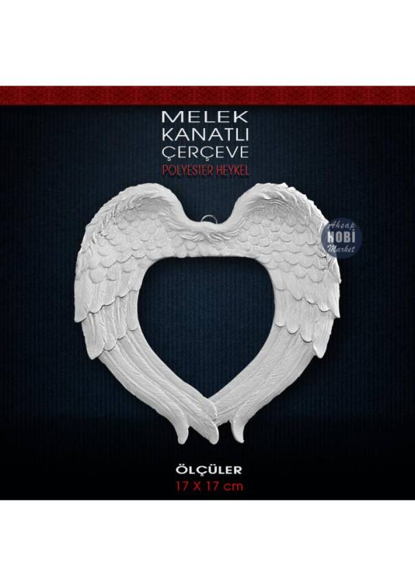 Kalpli Melek Kanadı Çerçeve (17x17 cm) Ham Polyester - 1