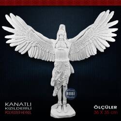 Kanatlı Kızılderili Heykeli (36x35cm) Ham Polyester - Tual Hobi Sanat