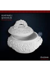 Kapaklı Şekerlik Kutu (12X9 cm) Ham Polyester - Tual Hobi Sanat (1)