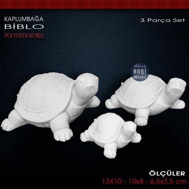 Kaplumbağa Biblo Seti (3 Parça) Ham Polyester - 1