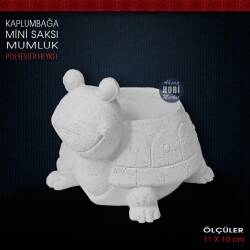 Kaplumbağa Mini Saksı ve Mumluk (11x10 cm) Ham Polyester - Tual Hobi Sanat