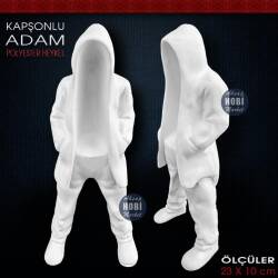 Kapşonlu Adam Biblo Heykel (23x10 cm) Ham Polyester - Tual Hobi Sanat