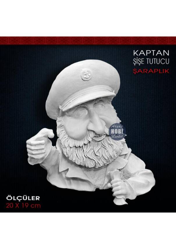 Kaptan Figürlü Şişe Tutucu Şaraplık (20x19 cm) Ham Polyester - 1