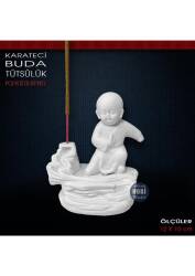 Karateci Buda Tütsü Standı (12x10 cm) Ham Polyester - Tual Hobi Sanat