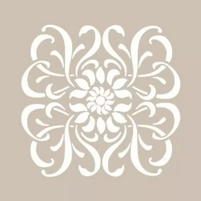 Kare Çiçek Motifli Kare Stencil Şablon KA44 - 1