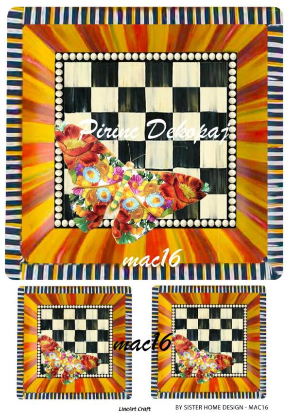 Kareli Kelebek Desenli Pirinç Dekopaj Model : mac16 - 1