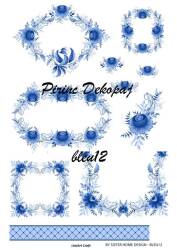 Karışık Mavi Desenli Pirinç Dekopaj Model : BLUE12 - Line Art