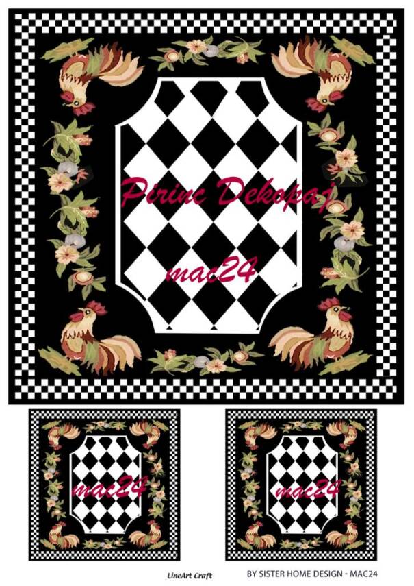 Karolu Horoz Desenli Pirinç Dekopaj Model : mac24 - 1