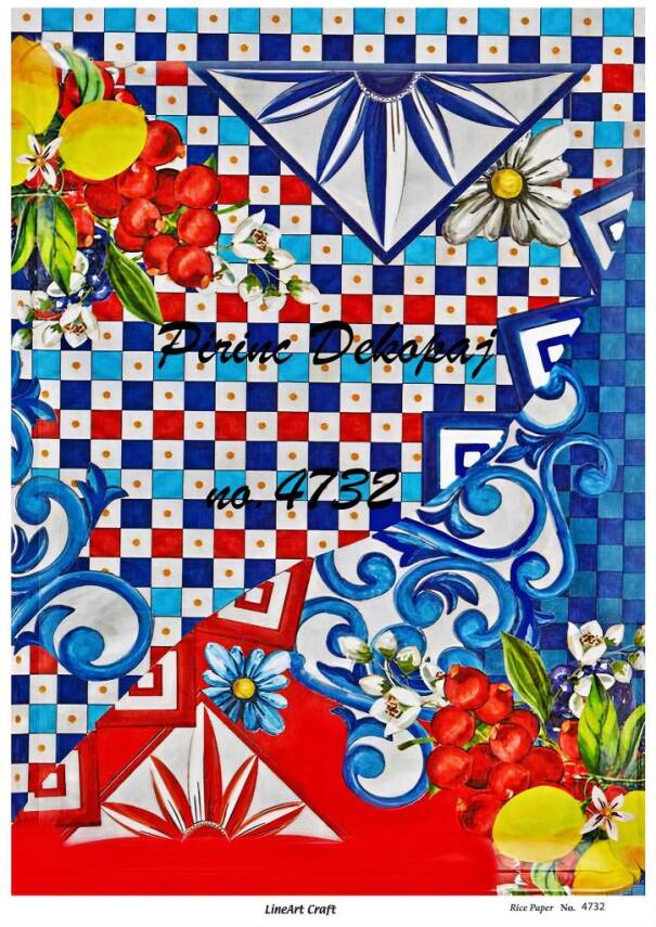 Karolu Karışık Desenli Pirinç Dekopaj Model : 4732 - 1