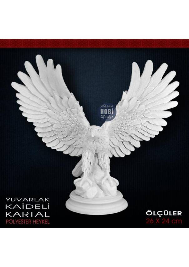 Kartal Biblo Heykeli Yuvarlak Kaideli (26x24 cm) Ham Polyester - 1