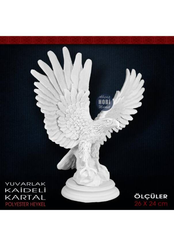 Kartal Biblo Heykeli Yuvarlak Kaideli (26x24 cm) Ham Polyester - 2
