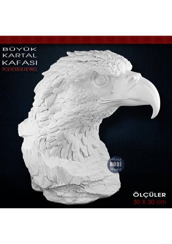 Kartal Kafası Heykeli Büyük Boy (30x30cm) Ham Polyester - 1