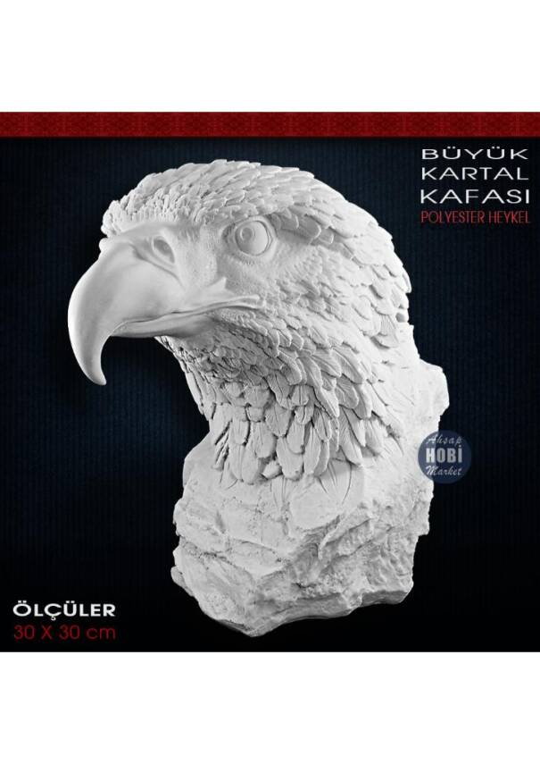 Kartal Kafası Heykeli Büyük Boy (30x30cm) Ham Polyester - 2