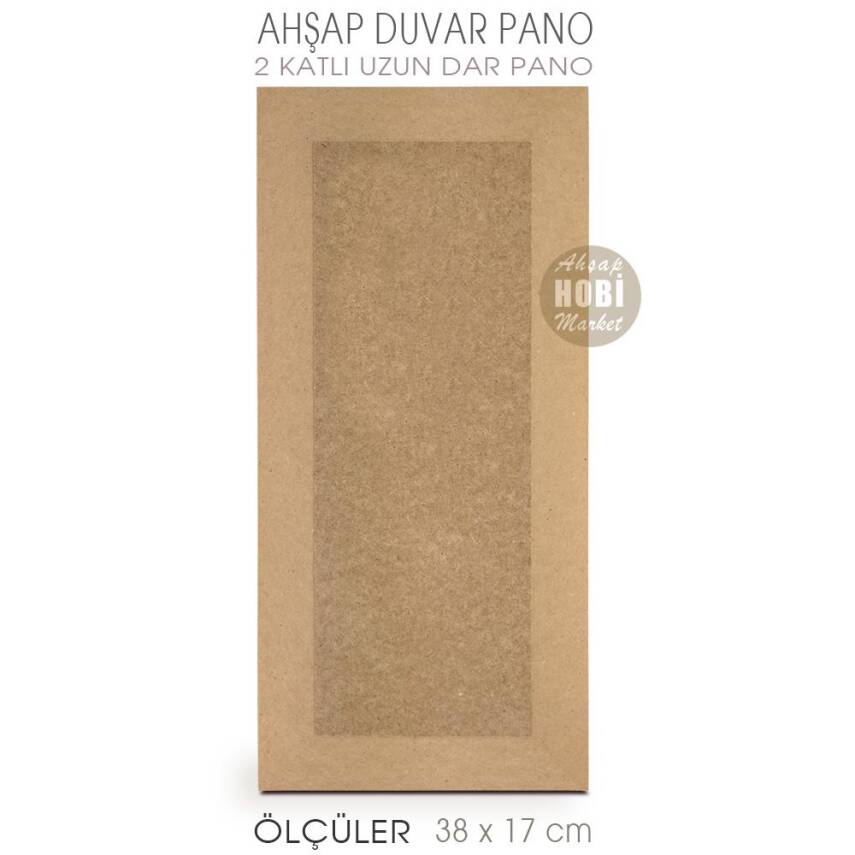 Katmanlı Dar Duvar Pano (38x17 cm) Ham Ahşap - 1