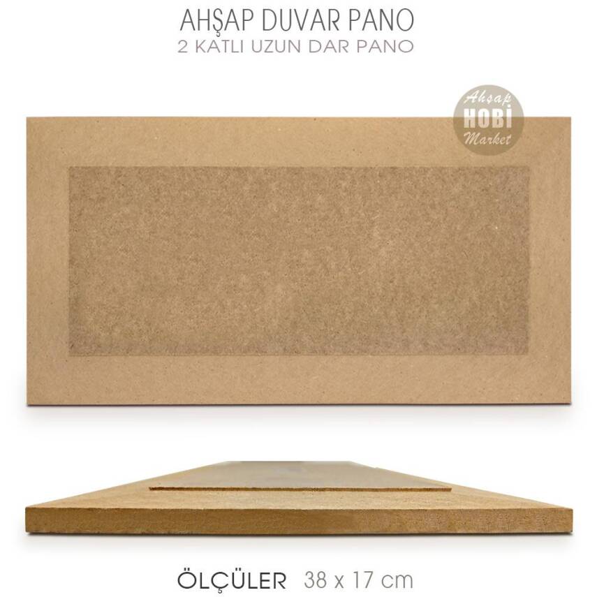 Katmanlı Dar Duvar Pano (38x17 cm) Ham Ahşap - 2