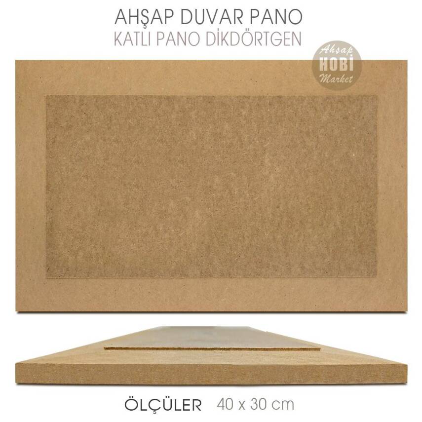 Katmanlı Duvar Pano (40x30 cm) Ham Ahşap - 1