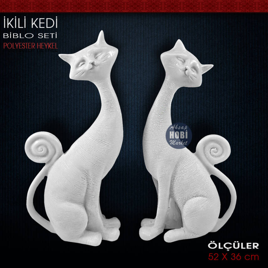 Kedi Biblo Seti 2'li (21x10 cm) Ham Polyester - 1