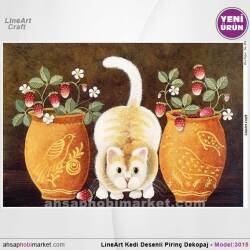 Kedi Desenli Pirinç Dekopaj Model : 3015 - Line Art