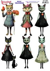 Kedi Desenli Sulu Transfer Kağıdı STI-063 - Tual Hobi Craft İst