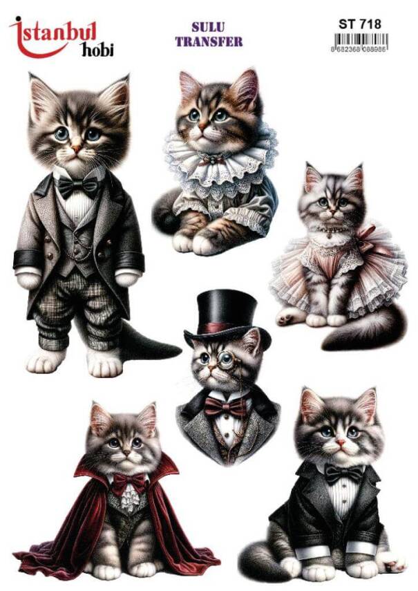 Kedi Desenli Sulu Transfer Kağıdı STI-718 - 1