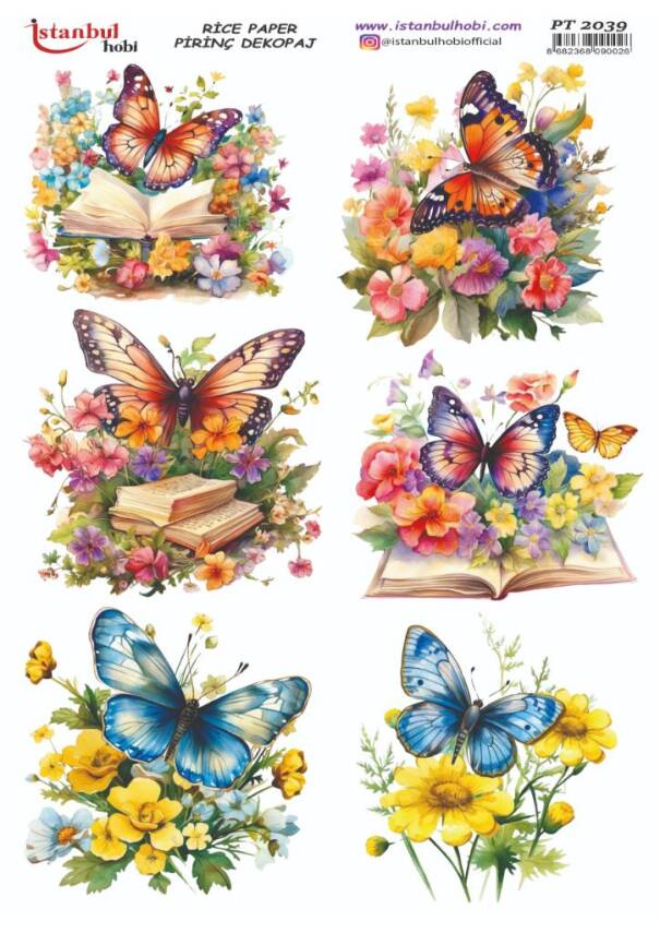 Kelebek Çiçek Desenli Pirinç Dekopaj Model : PT 2039 - 1