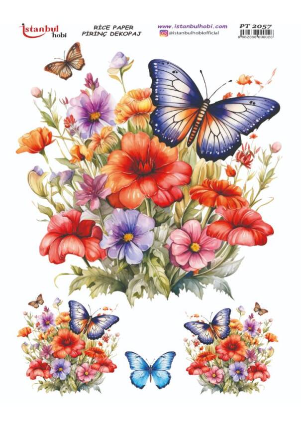 Kelebek Çiçek Desenli Pirinç Dekopaj Model : PT 2057 - 1