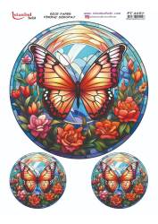 Kelebek Çiçek Desenli Pirinç Dekopaj Model : PT 2067 - Tual Hobi Craft İst