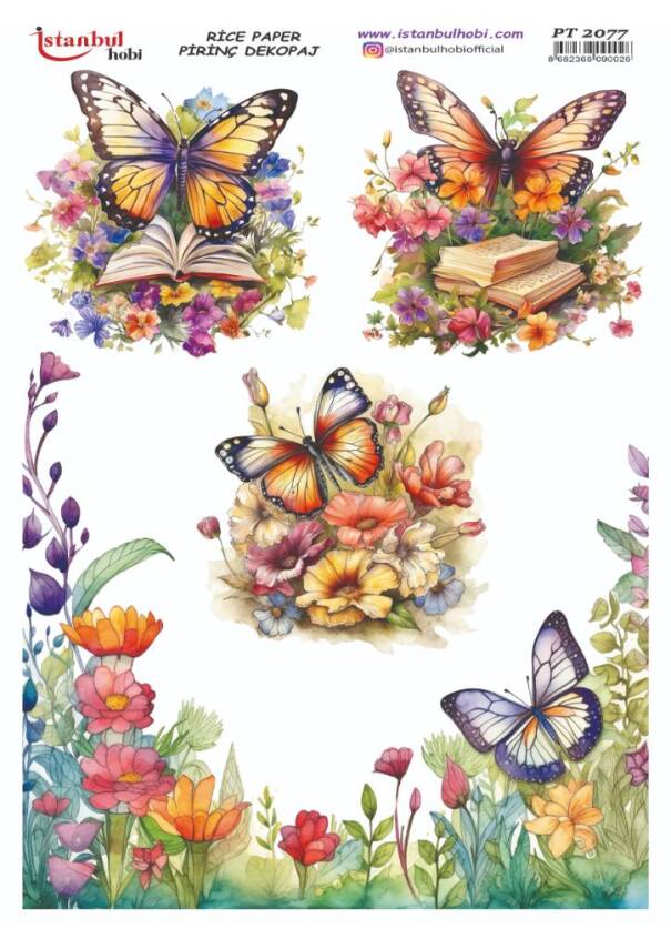 Kelebek Çiçek Desenli Pirinç Dekopaj Model : PT 2077 - 1