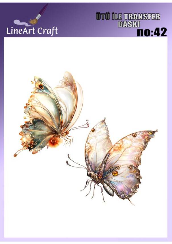 Kelebek Desenli Kumaş Transfer Kağıdı LNT-K042 (20x20 cm) - 1