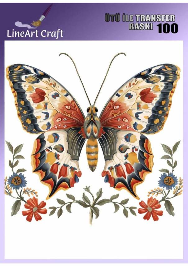 Kelebek Desenli Kumaş Transfer Kağıdı LNT-K100 (20x20 cm) - 1