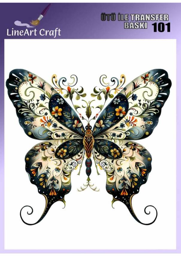 Kelebek Desenli Kumaş Transfer Kağıdı LNT-K101 (20x20 cm) - 1