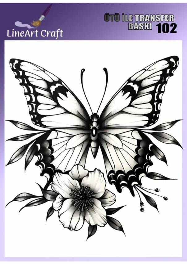 Kelebek Desenli Kumaş Transfer Kağıdı LNT-K102 (20x20 cm) - 1