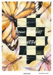 Kelebek Desenli Pirinç Dekopaj Model : 4884 - Line Art