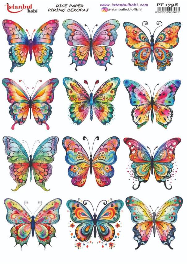 Kelebek Desenli Pirinç Dekopaj Model : PT 1798 - 1