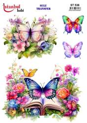 Kelebek Desenli Sulu Transfer Kağıdı STI-536 - Tual Hobi Craft Ist