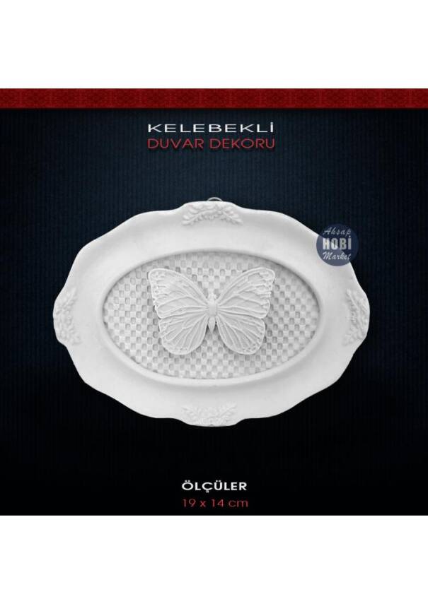 Kelebek Figürlü Duvar Pano (19x14cm) Ham Polyester - 1
