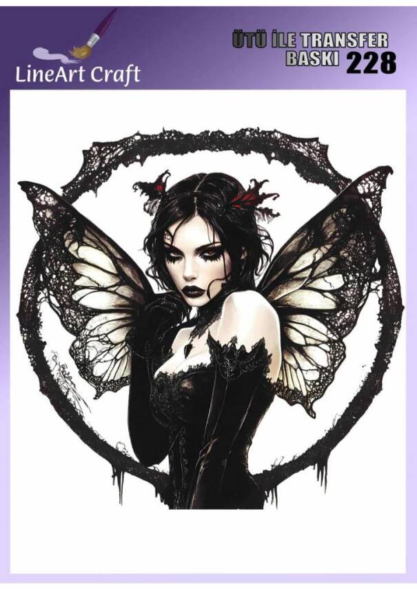Kelebek Kadın Desenli Kumaş Transfer Kağıdı LNT-K228 (20x20 cm) - 1