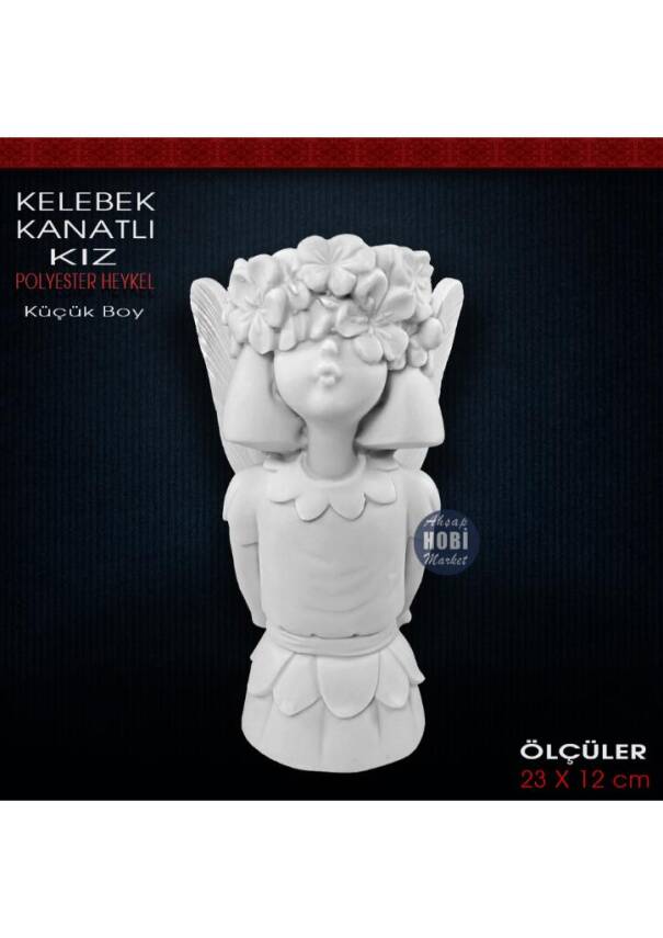 Kelebek Kanatlı Kız Küçükı Boy (23x12 cm) Ham Polyester - 1