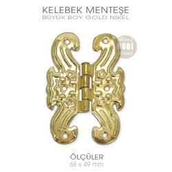 Kelebek Menteşe Gold Altın Büyük Boy (68x49 mm) Vida Hediyeli - Tual Hobi Sanat