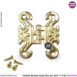 Kelebek Menteşe Gold Altın Küçük (40x33mm) Vidalı - Tual Hobi Sanat