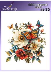 Kelebek ve Çiçek Desenli Kumaş Transfer Kağıdı LNT-K035 (20x20 cm) - Line Art