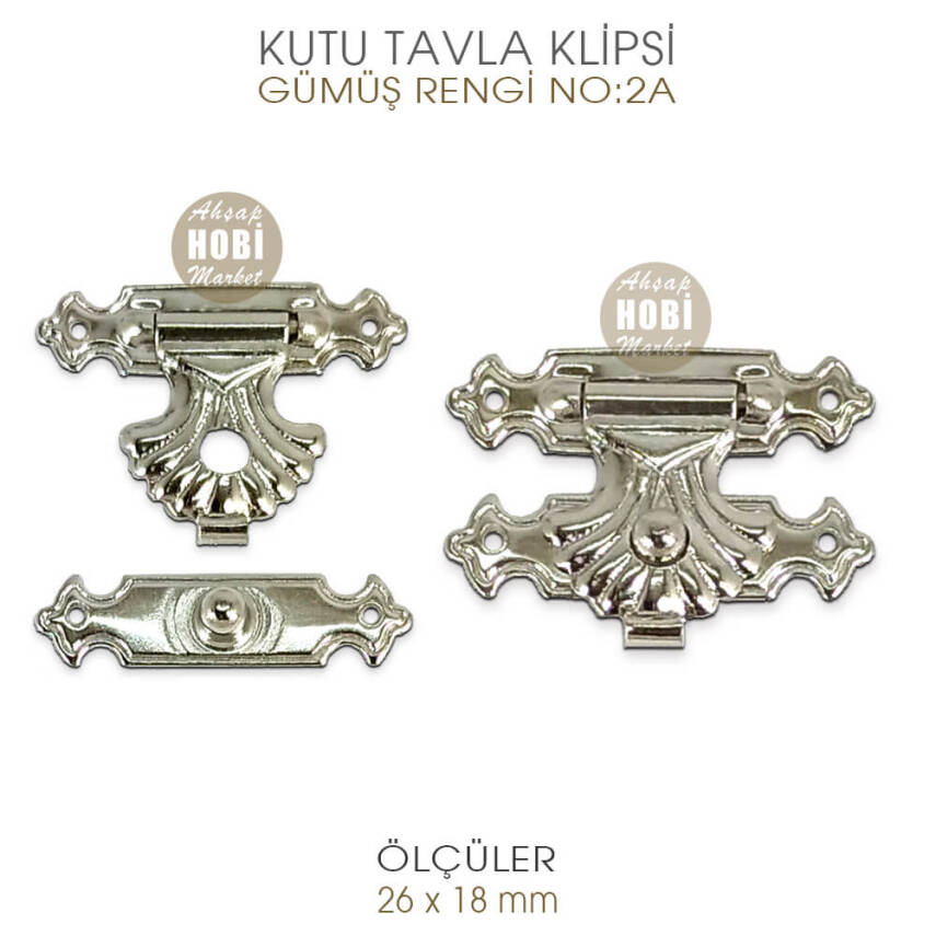 Kutu Tavla Klipsi No 2A Gümüş (26x18 mm) Küçük Boy - 1