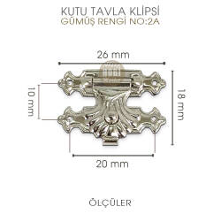Kutu Tavla Klipsi No 2A Gümüş (26x18 mm) Küçük Boy - Tual Hobi Sanat (1)