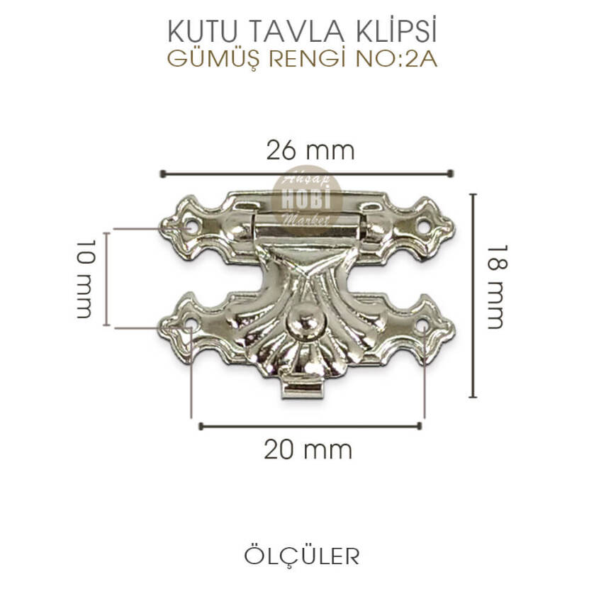 Kutu Tavla Klipsi No 2A Gümüş (26x18 mm) Küçük Boy - 2