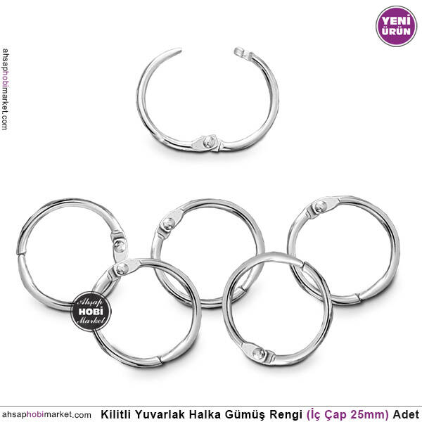 Kilitli Yuvarlak Halka 25 mm Parlak Gümüş Rengi (iç çapı 25 mm) - 1