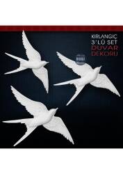 Kırlangıç Kuşları Seti Duvar Süsü (3 Parça) Ham Polyester - Tual Hobi Sanat